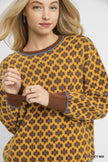 Abstract Print Crew Neck Sweater - FLORENTINE IRIS