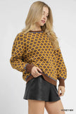 Abstract Print Crew Neck Sweater - FLORENTINE IRIS