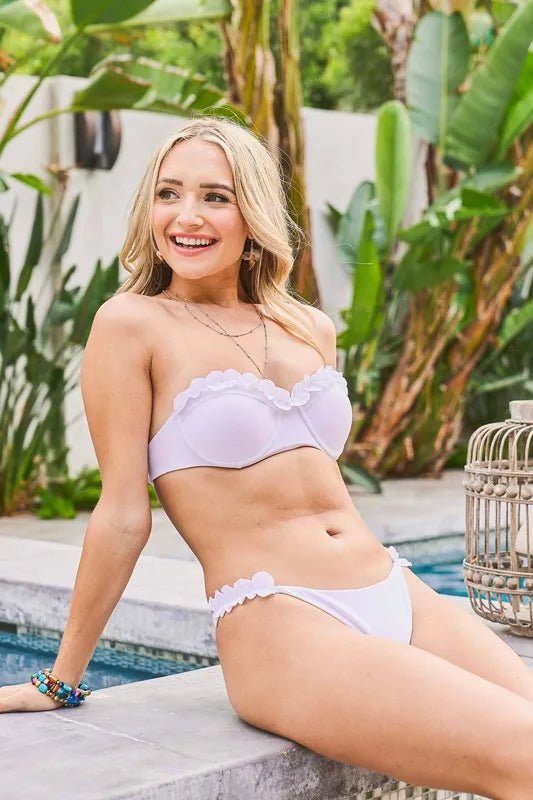 And The Why Frill Trim Bandeau Bikini Swim Set - FLORENTINE IRIS