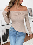 Asymmetrical Off - Shoulder Knit Top - FLORENTINE IRIS
