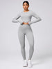 Back Crisscross Round Neck Long Sleeve Top and Leggings Active Set - FLORENTINE IRIS
