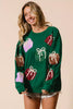 BiBi Sequin Christmas Gift Box Embroideries Pullover - FLORENTINE IRIS