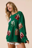 BiBi Sequin Christmas Gift Box Embroideries Pullover - FLORENTINE IRIS