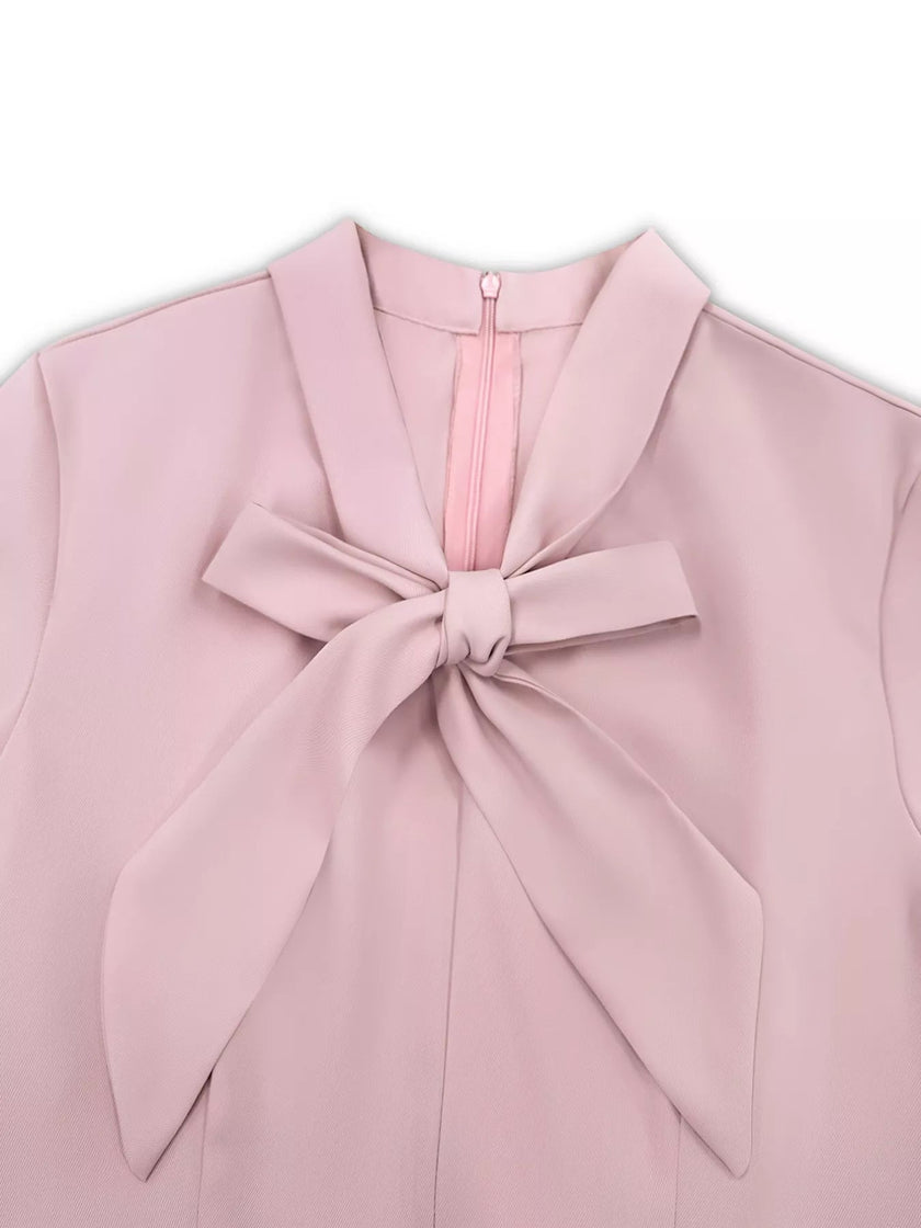 Bow - Knot Long Sleeve Mermaid Dress - FLORENTINE IRIS