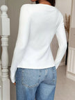 Button - Front Long Sleeve Knit Top - FLORENTINE IRIS