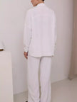 Button Up Long Sleeve Shirt and Pants Set - FLORENTINE IRIS