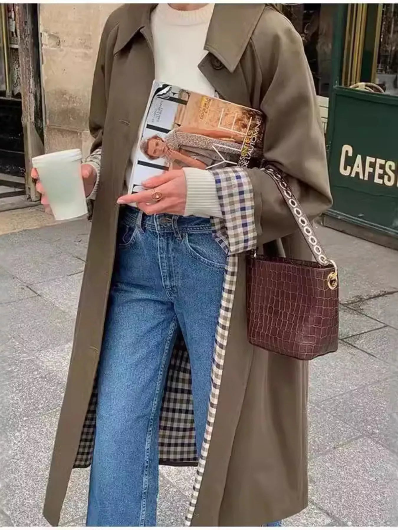 Button Up Raglan Sleeve Trench Coat - FLORENTINE IRIS