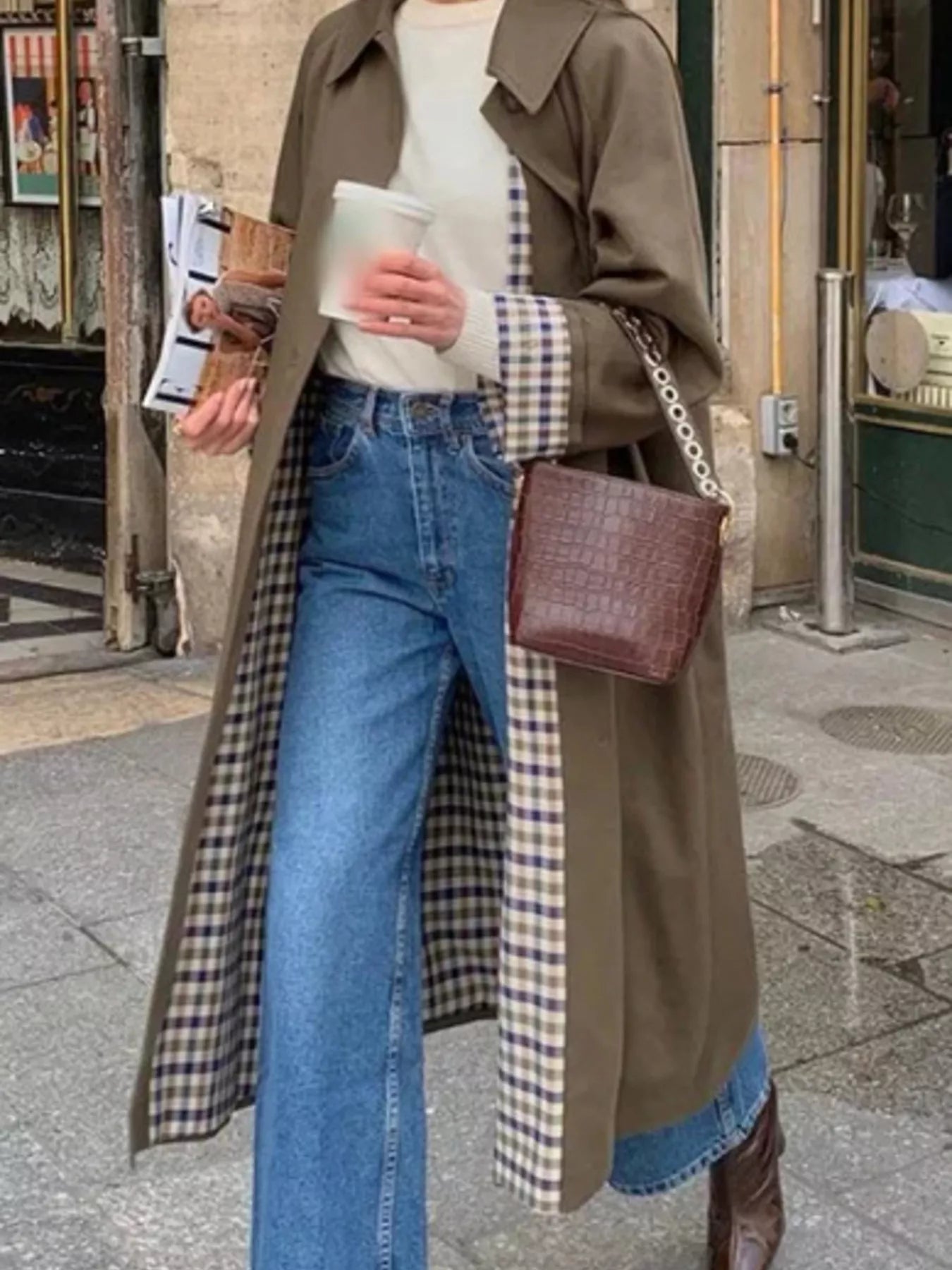 Button Up Raglan Sleeve Trench Coat - FLORENTINE IRIS