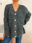Cable Knit Button - Up Cardigan - FLORENTINE IRIS