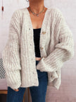 Cable Knit Button - Up Cardigan - FLORENTINE IRIS