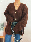 Cable Knit Button - Up Cardigan - FLORENTINE IRIS