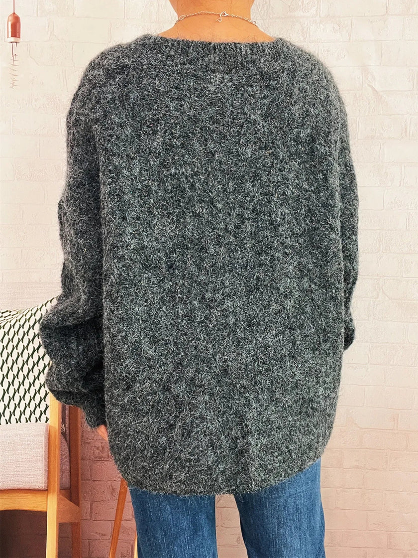 Cable Knit Button - Up Cardigan - FLORENTINE IRIS