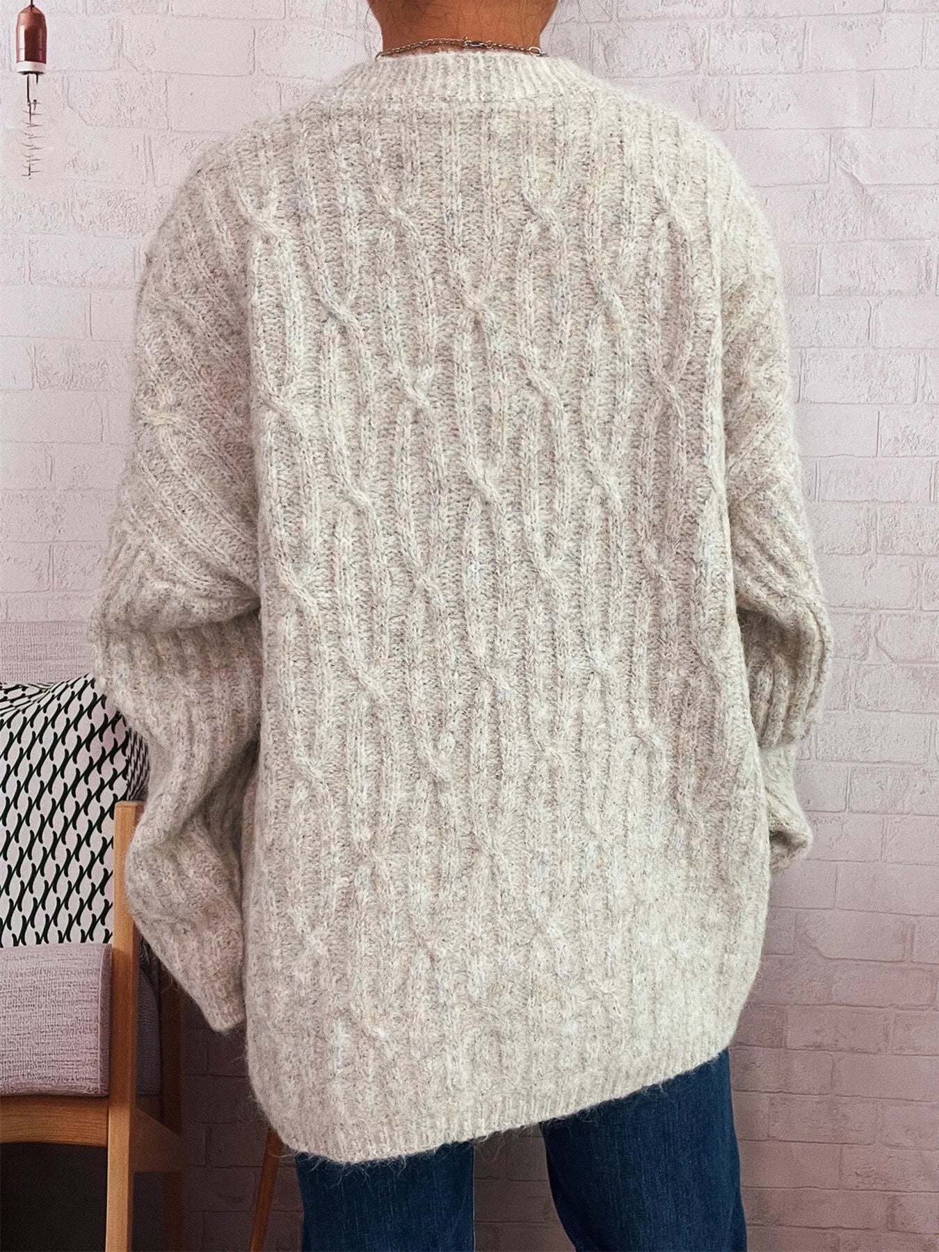 Cable Knit Button - Up Cardigan - FLORENTINE IRIS