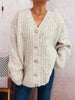 Cable Knit Button - Up Cardigan - FLORENTINE IRIS
