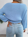 Cable Knit Round Neck Cropped Sweater - FLORENTINE IRIS