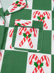 Candy Cane Checkered Pattern 2pcs Pajama Set - FLORENTINE IRIS