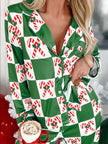 Candy Cane Checkered Pattern 2pcs Pajama Set - FLORENTINE IRIS