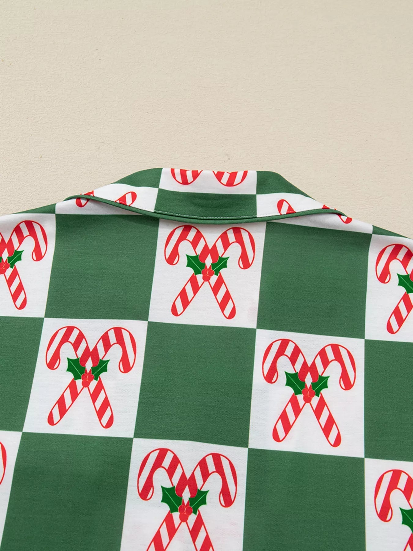 Candy Cane Checkered Pattern 2pcs Pajama Set - FLORENTINE IRIS