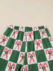 Candy Cane Checkered Pattern 2pcs Pajama Set - FLORENTINE IRIS