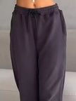 Casual Cropped Hoodie and Wide Leg Pants Set - FLORENTINE IRIS