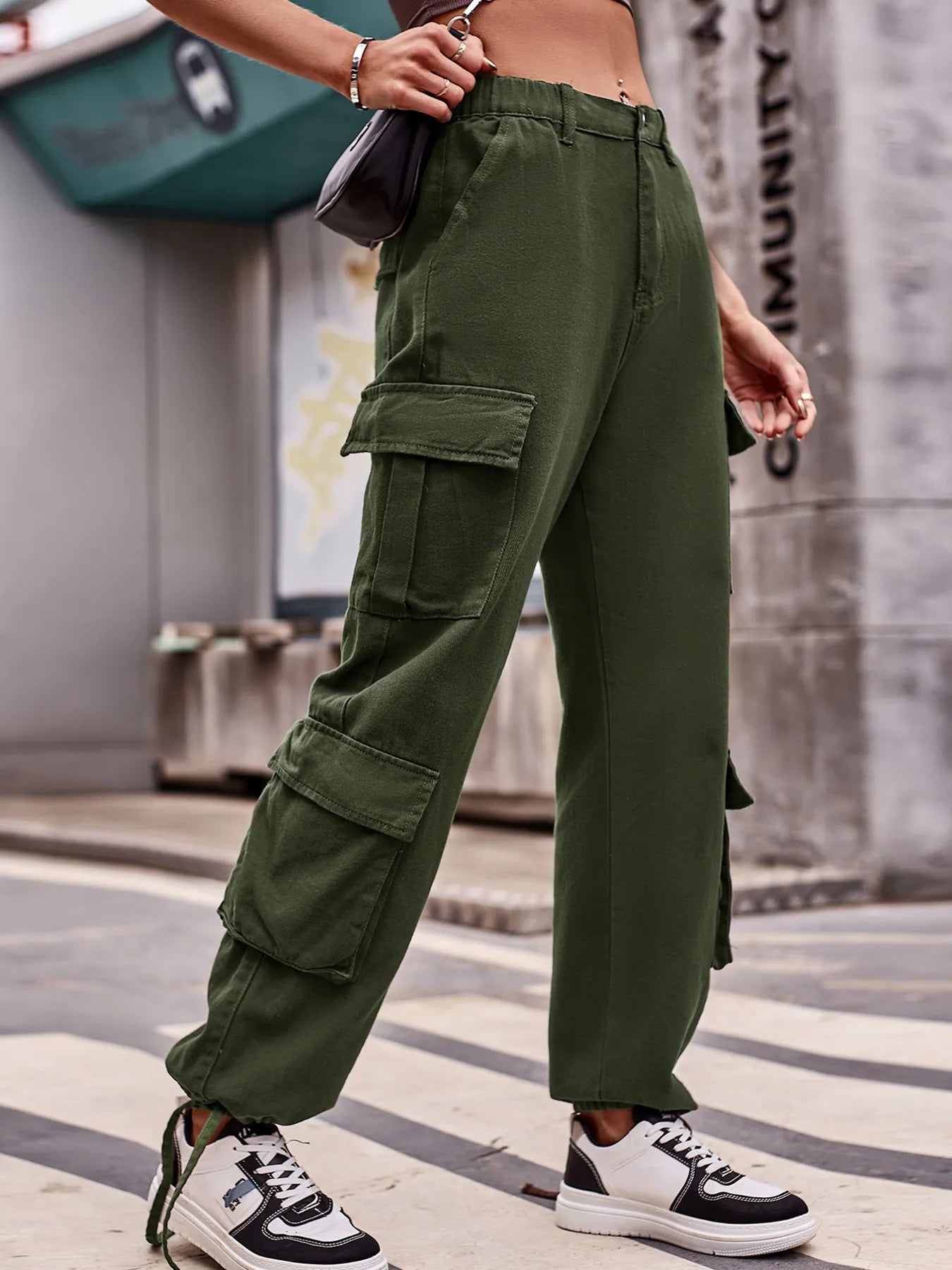 Casual Wide Leg Cargo Jeans - FLORENTINE IRIS