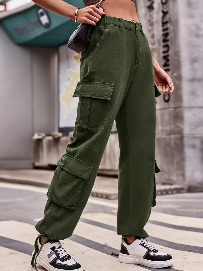 Casual Wide Leg Cargo Jeans - FLORENTINE IRIS