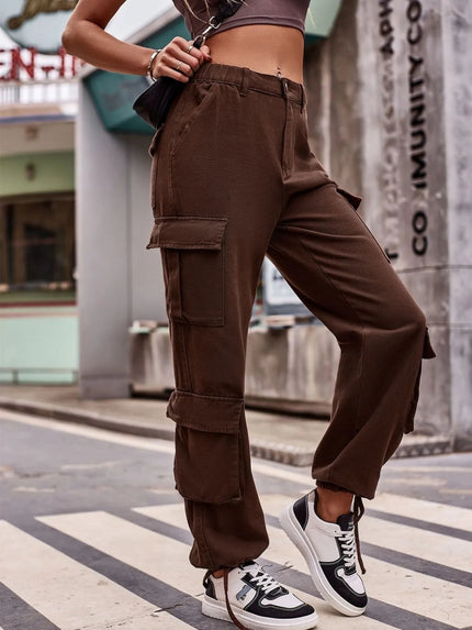 Casual Wide Leg Cargo Jeans - FLORENTINE IRIS