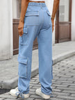 Casual Wide Leg Cargo Jeans - FLORENTINE IRIS