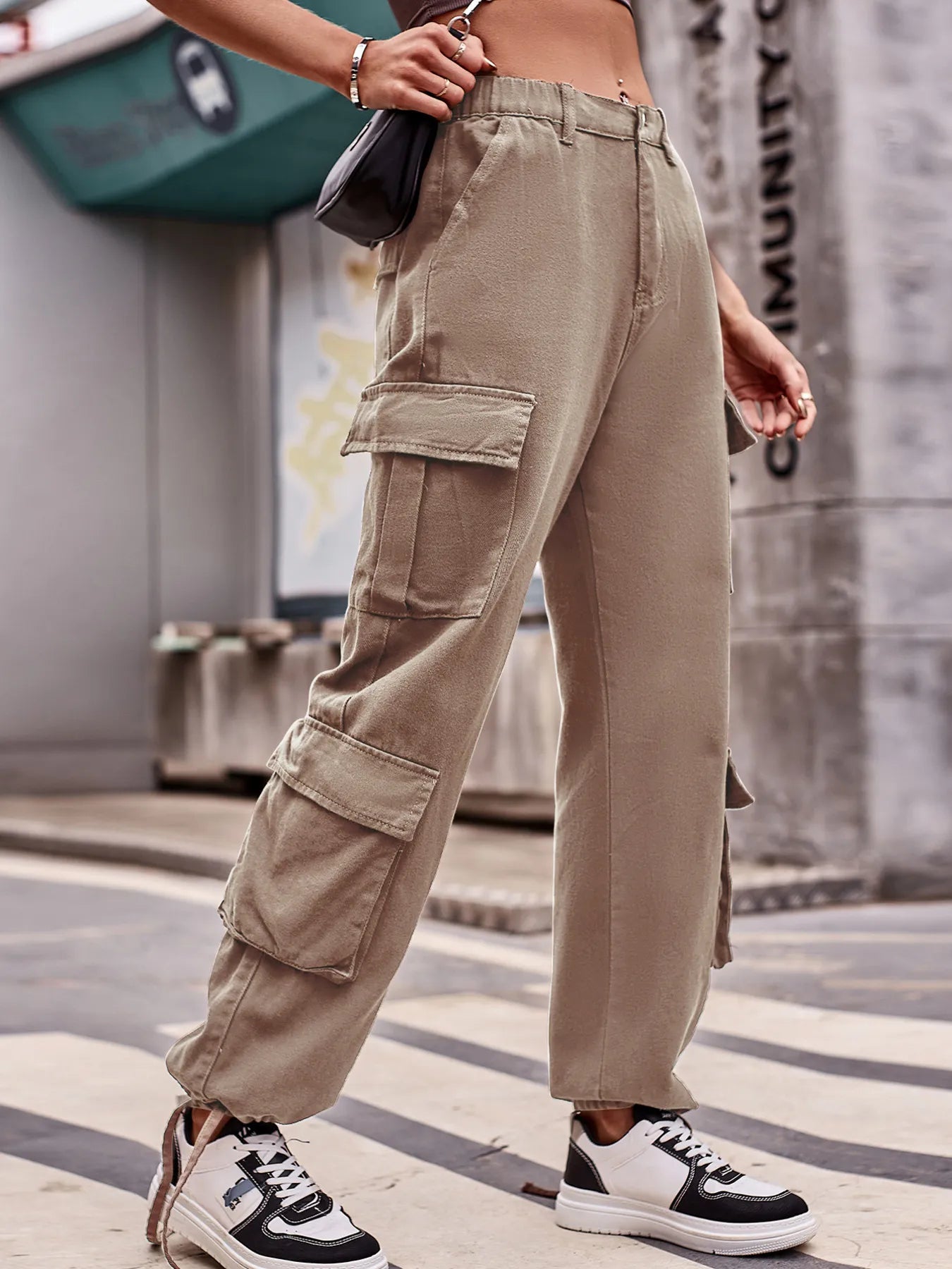 Casual Wide Leg Cargo Jeans - FLORENTINE IRIS