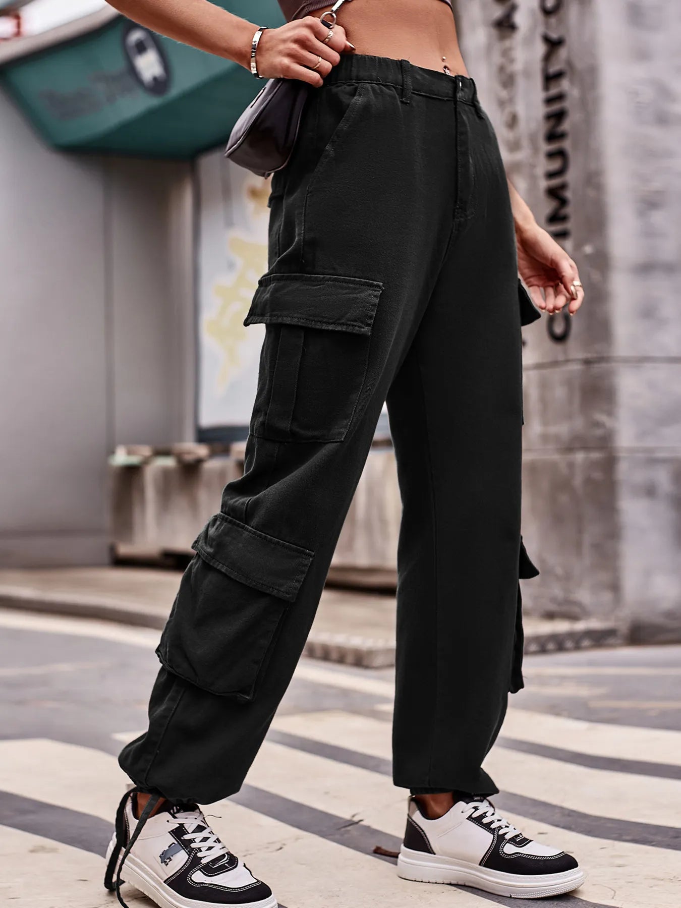 Casual Wide Leg Cargo Jeans - FLORENTINE IRIS