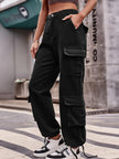 Casual Wide Leg Cargo Jeans - FLORENTINE IRIS