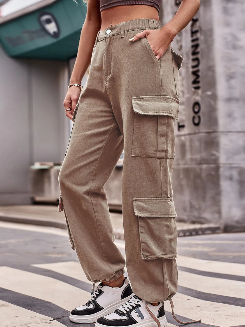 Casual Wide Leg Cargo Jeans - FLORENTINE IRIS