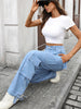 Casual Wide Leg Cargo Jeans - FLORENTINE IRIS