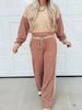 Color Block Long Sleeve Crop Top Drawstring Pant Set - FLORENTINE IRIS