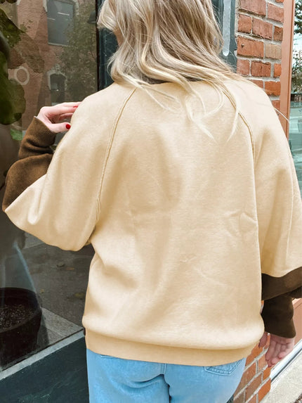 Color Block Mock Neck Long Sleeve Sweater - FLORENTINE IRIS