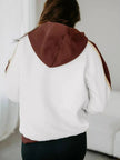 Color Block Patchwork Hooded Sweatshirt - FLORENTINE IRIS