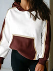 Color Block Patchwork Hooded Sweatshirt - FLORENTINE IRIS