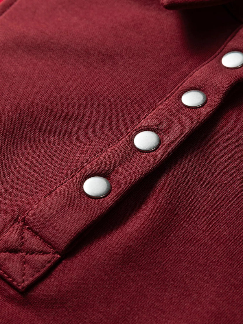 Color Block Patchwork Snap Button Oversize Hoodie - FLORENTINE IRIS