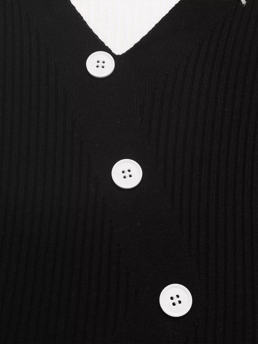 Color Block V - Neck Sweater - FLORENTINE IRIS