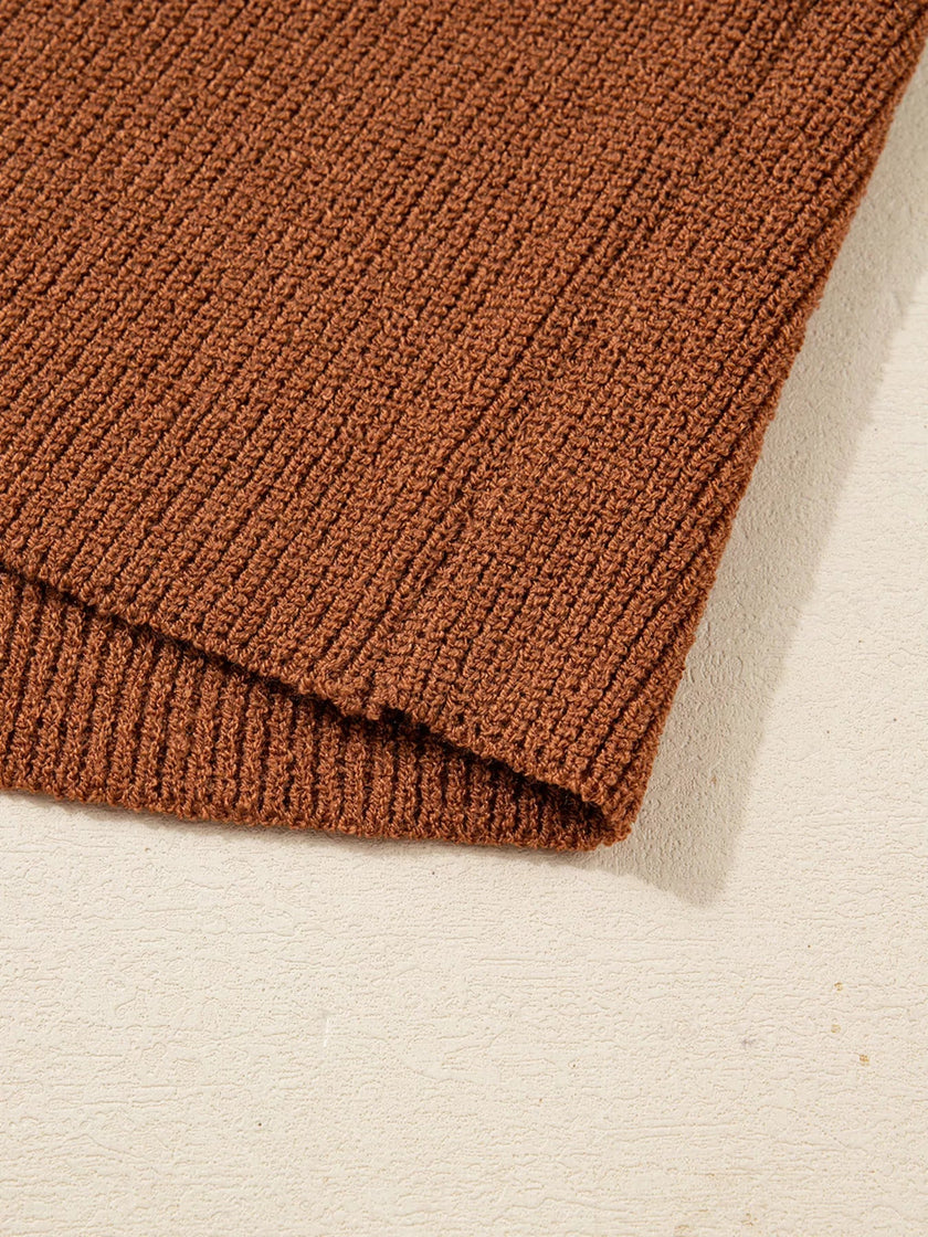 Contrast Knit V Neckline Cardigan - FLORENTINE IRIS