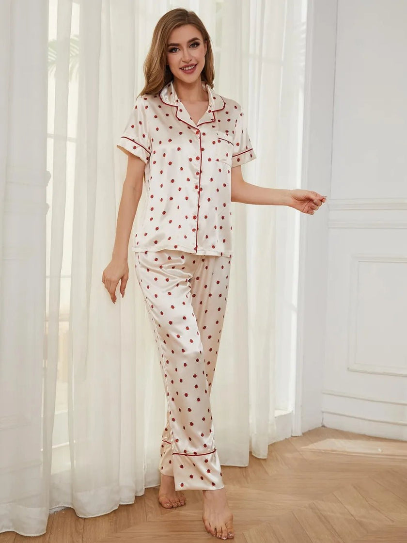 Contrast Piping Pocketed Top and Pants Lounge Set - FLORENTINE IRIS