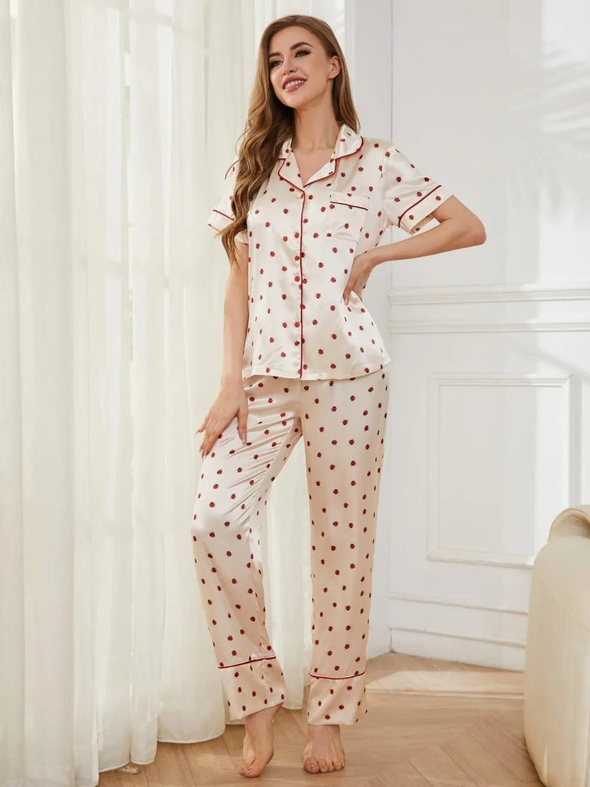Contrast Piping Pocketed Top and Pants Lounge Set - FLORENTINE IRIS