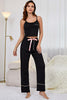 Contrast Trim Cropped Cami and Pants Loungewear Set - FLORENTINE IRIS