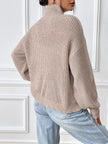 Cozy Knit Turtleneck Dropped Shoulder Sweater - FLORENTINE IRIS