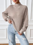 Cozy Knit Turtleneck Dropped Shoulder Sweater - FLORENTINE IRIS