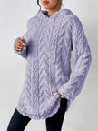 Cozy Textured Drawstring Fleece Hoodie - FLORENTINE IRIS