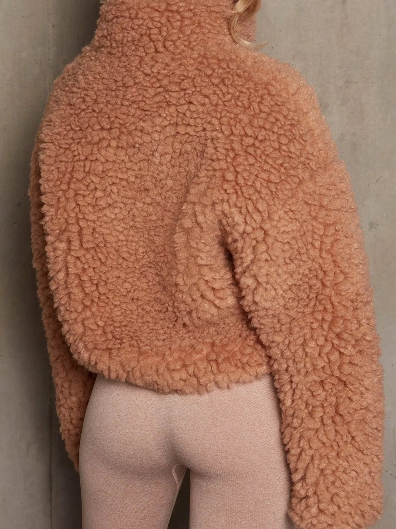 Cozy Zip Up Cropped Sherpa Jacket - FLORENTINE IRIS