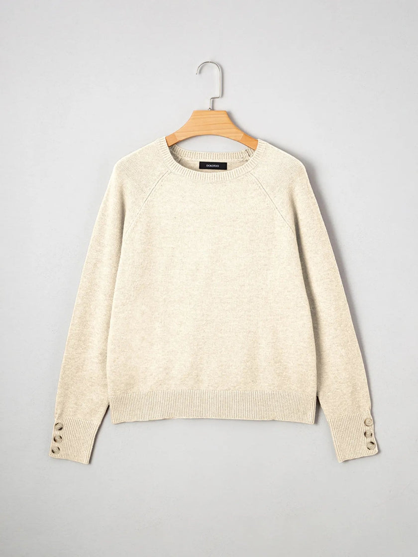 Crew Neck Long Sleeve Sweater - FLORENTINE IRIS