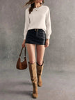 Crew Neck Long Sleeve Sweater - FLORENTINE IRIS