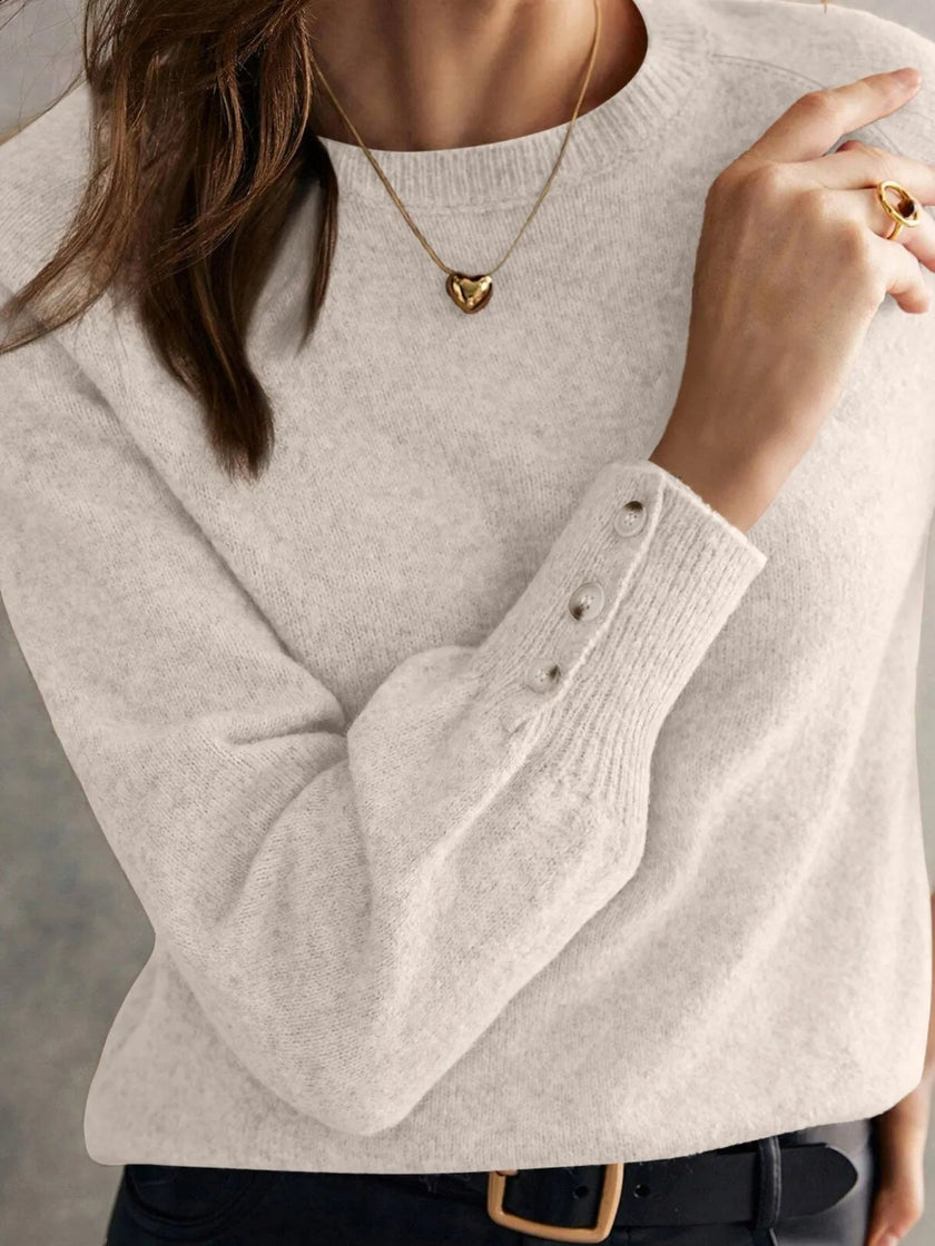 Crew Neck Long Sleeve Sweater - FLORENTINE IRIS